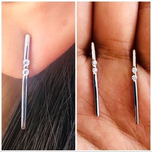 NEW! 925 Sterling & Cubic Zirconia Bar Earrings